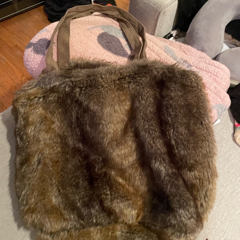 Brown Faux Fur Tote Bag